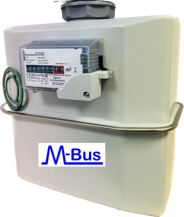 Gaszähler BK-G16 MT Einstutzen DN40 mit Temperaturkompensation Absolut-Encoderzählwerk M-Bus